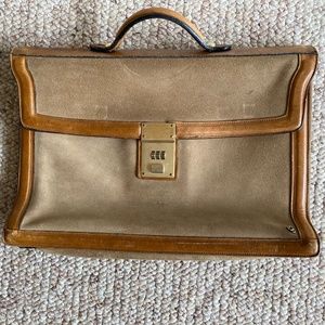 Locking Spanish suede and leather briefcase